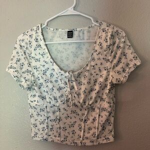 Wild Fable White Tie Front Crop Blouse
